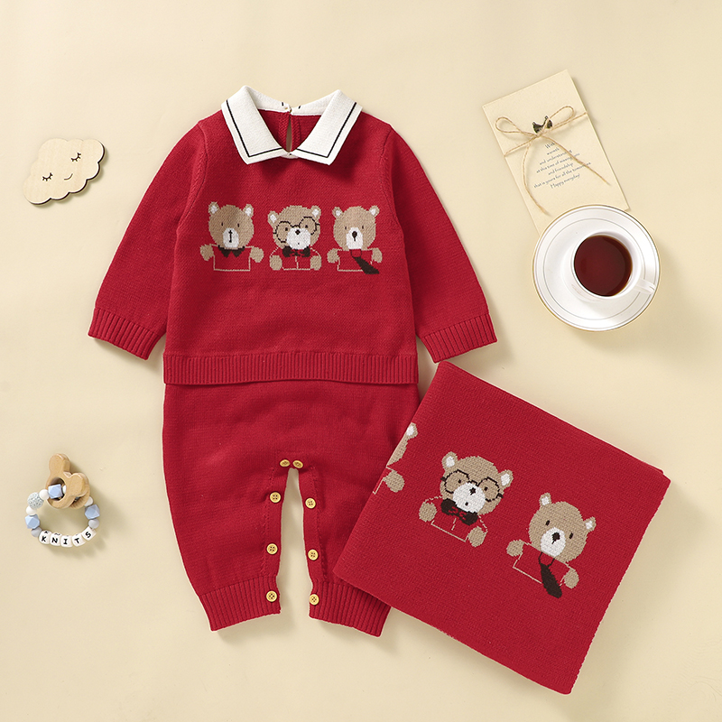 Baby Nursery Bedding Sets - ニットコットンベビーセット,新生児用長袖ジャンプスーツ100*80cm,子供用ベッド,寝具