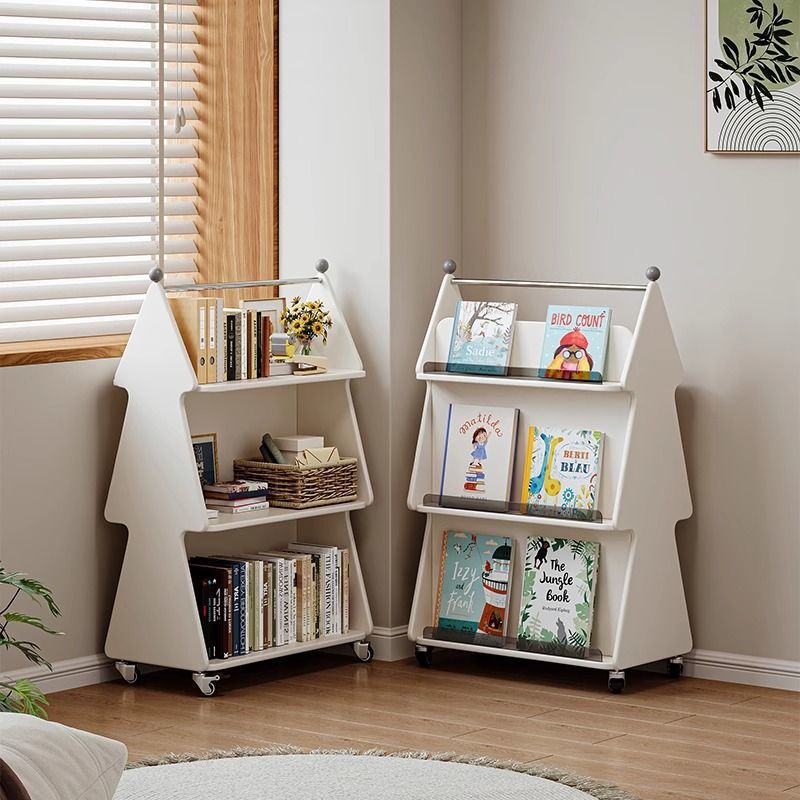 Baby Bookshelf Small - 子供用本棚 移動式両面収納棚 床置き小型シンプル本棚 家庭用赤ちゃん絵本棚