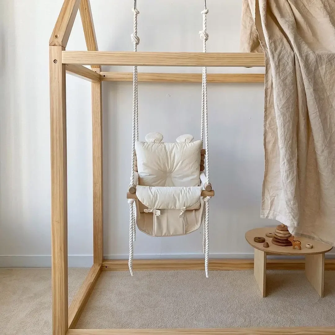 Baby Nursery Rocking Chair - ベビー室内ハンギングスイング、幼児用ハンギングチェア、小型バスケット布製ロッキングチェア、家庭用子供用スイング、保育園用快適スイング