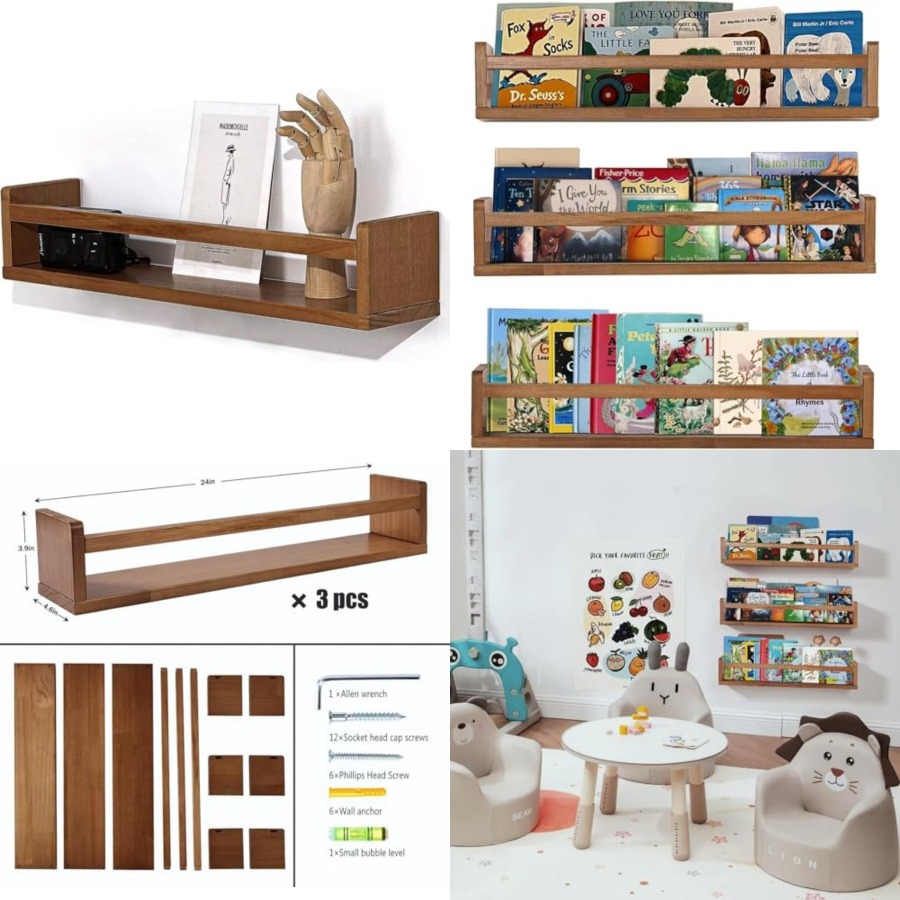 Baby Nursery Bookshelf - 保育園用棚 フローティングブックシェルフオーガナイザー 赤ちゃん保育園の装飾用 壁掛けブックシェルフ 部屋用 24インチ壁掛け棚