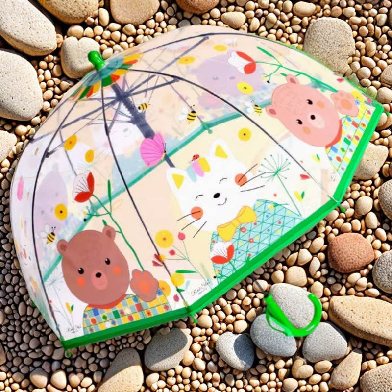 Baby Nursery Water - 軽量透明アーク傘 赤ちゃん子供用水遊び写真撮影用 かわいい保育園用 ウサギ/クマ柄 新入荷 手動式
