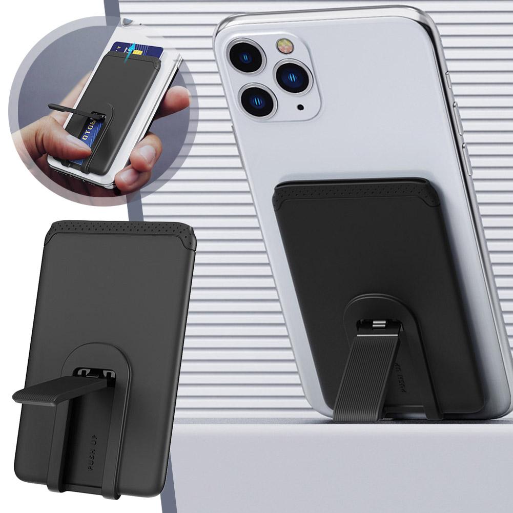 Mobile Hanger Arm - シリコン製スマホカードホルダー - 粘着ステッカーポケット付き携帯電話スタンド、iPhone/Samsung対応のおしゃれなクレジットカードホルダー