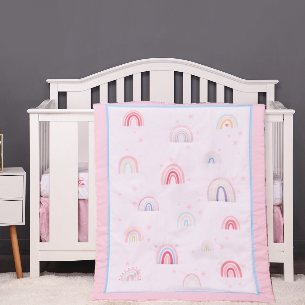 Baby Nursery Bedding Sets - 3 個レインボーベビー幼児ベビーベッドキッズベビー寝具セットベビーベッドシーツセット幼児新生児保育園 (掛け布団フィットシーツベビーベッドスカート)