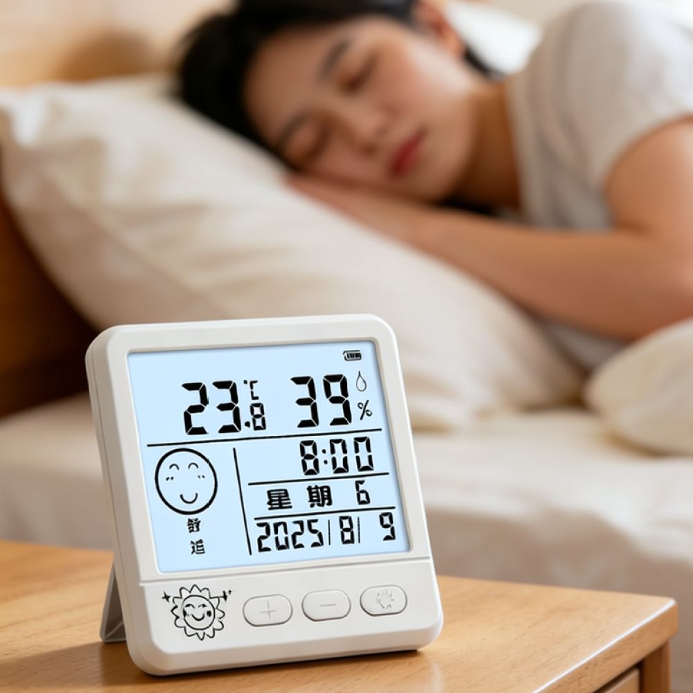 Baby Nursery Temperature - デジタル温湿度計、アラーム機能付き、室内用、磁石で固定できるスタンド、画面表示機能、リビング、寝室、子供部屋に最適。