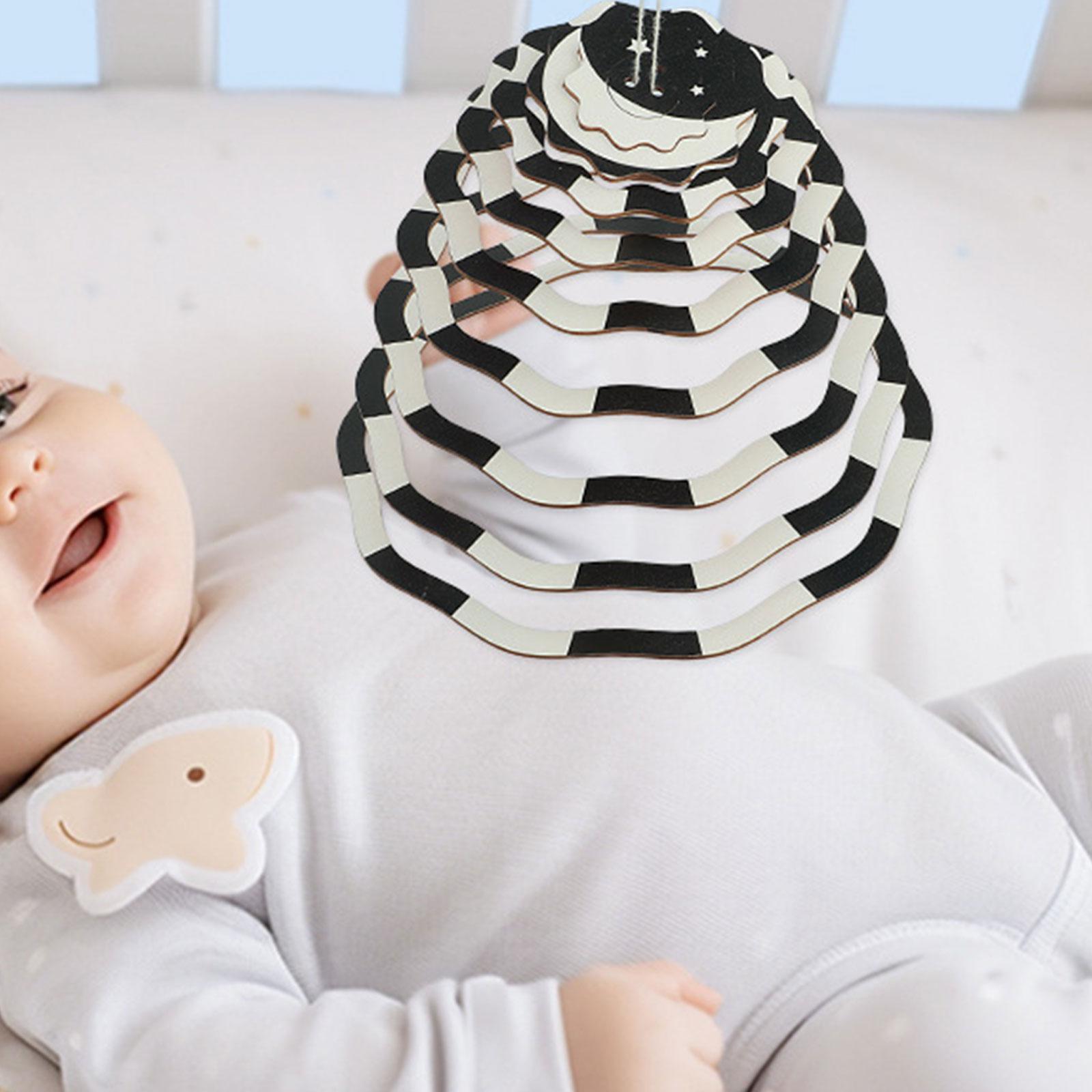 Baby Nursery Mobile - ベビーベッド用モバイル感覚玩具、白黒ベッドベルおもちゃ、保育園の装飾、保育園用モバイルベッドベル、男の子と女の子向け