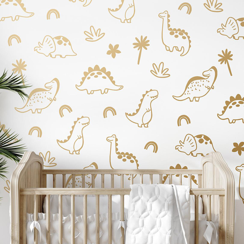Baby Nursery Tree - 恐竜の木の形をしたウォールステッカー,熱帯雨林のステッカー,赤ちゃん,子供部屋のビニール