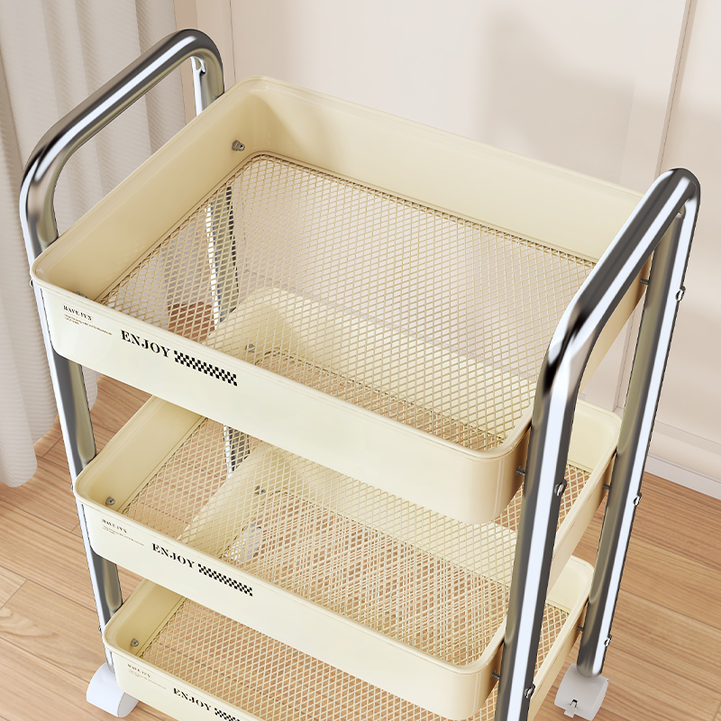 Baby Nursery Bookshelf - 多機能ローリングカート収納オーガナイザー、リビングルーム、ベビーバスルーム、スナック、本、モバイルシェルフ用
