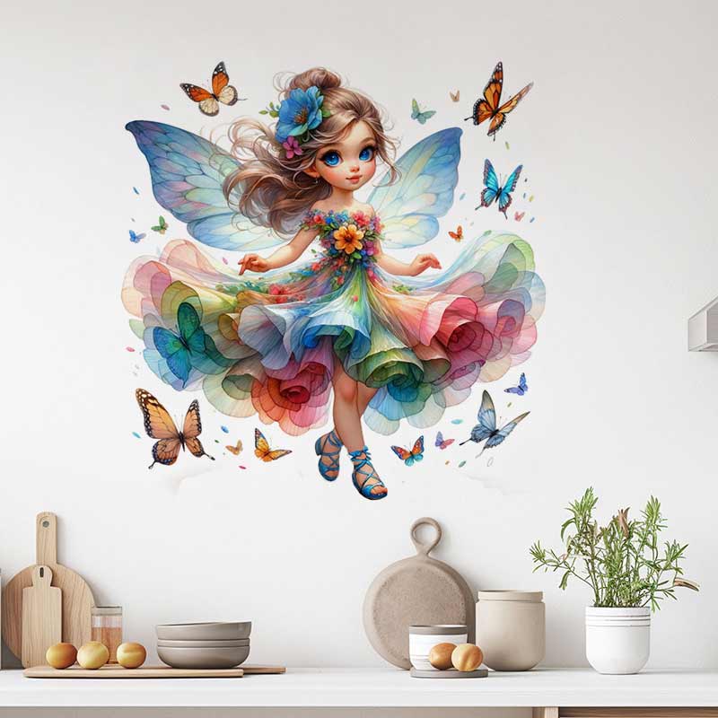 Baby Nursery Mural Wallpaper - 妖精の壁のステッカーベビーキッズルーム装飾壁画自己粘着寝室ホーム壁紙保育園装飾デカール M1584