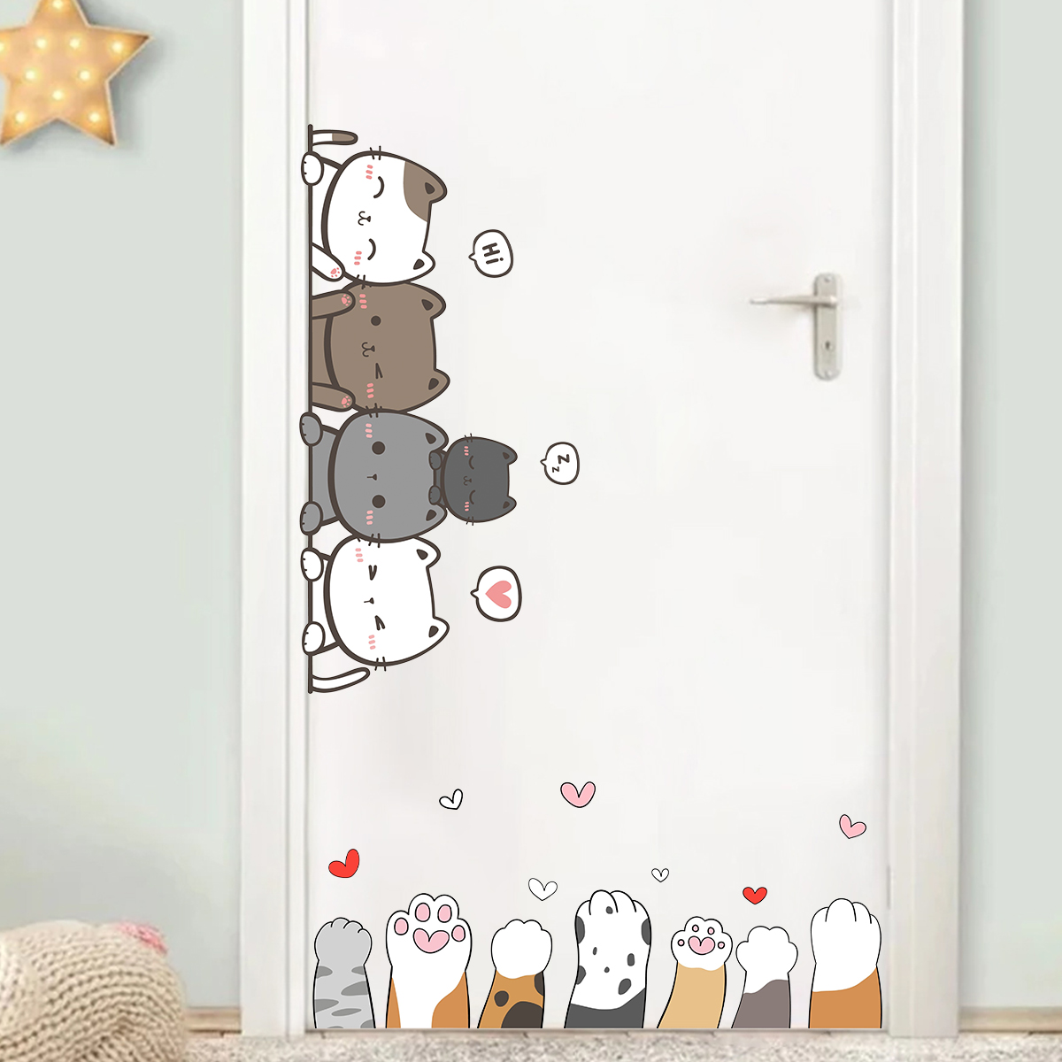Baby Nursery Package - 1Pc 漫画かわいい猫の爪子供の部屋のドアの壁のステッカー寝室の装飾ベビー保育園家の装飾の背景