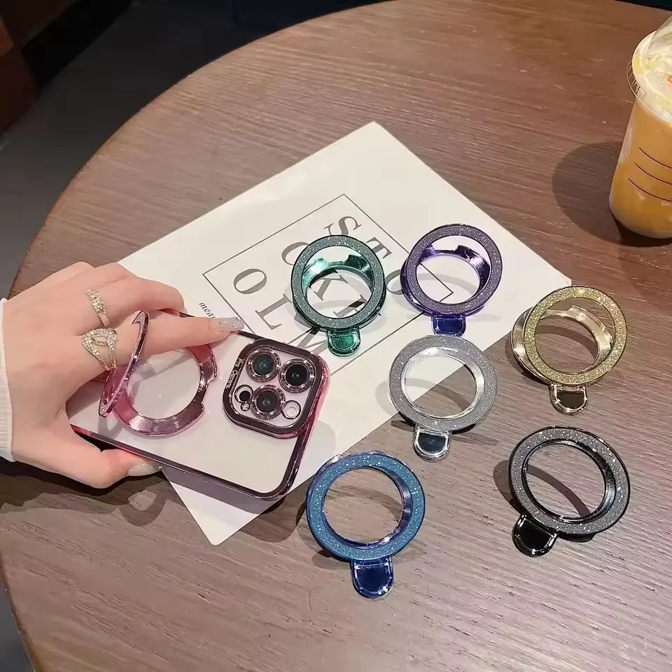 光沢のあるダイヤモンド製スマホリングホルダー、丸型ミラー付き - Mobile Hanger Arm のレビューと価格
