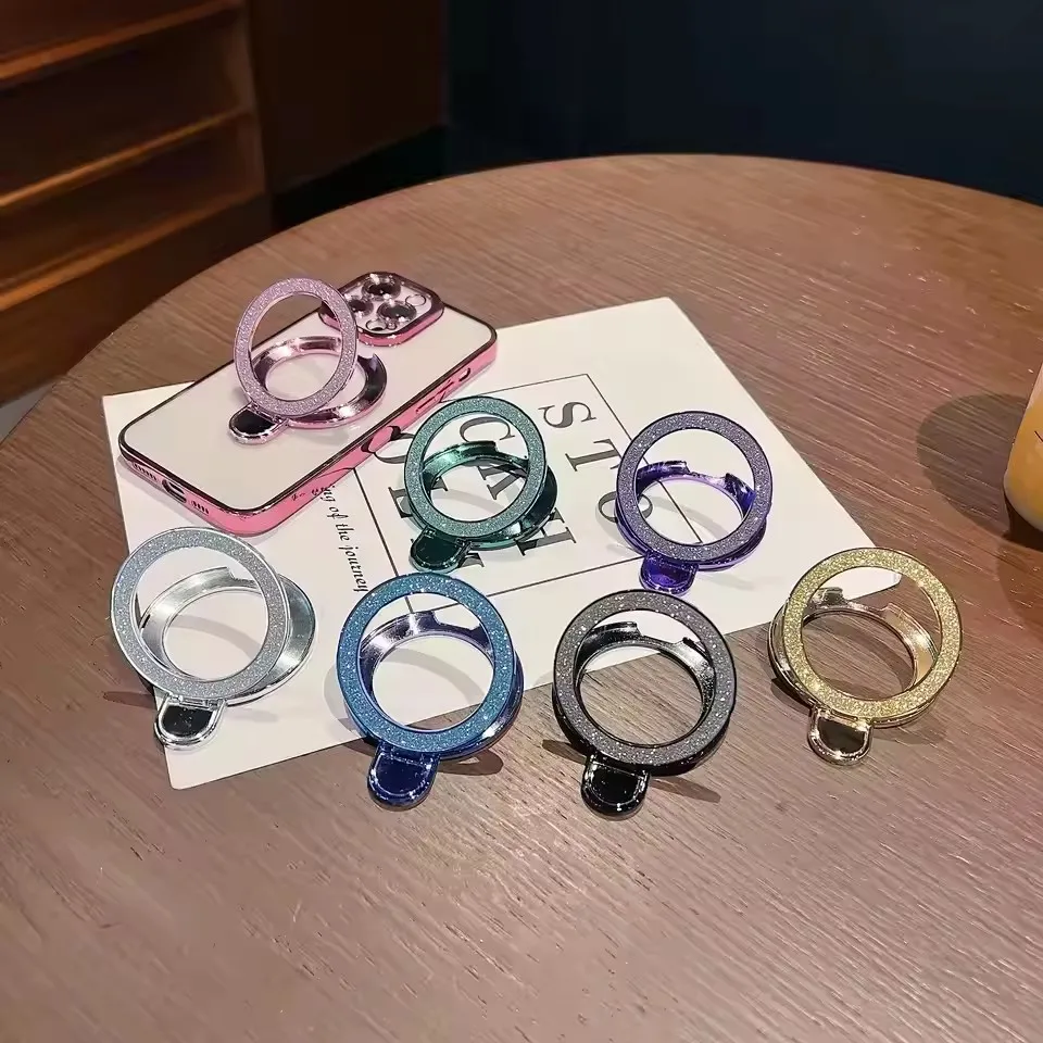 光沢のあるダイヤモンド製スマホリングホルダー、丸型ミラー付き - Mobile Hanger Arm のレビューと価格