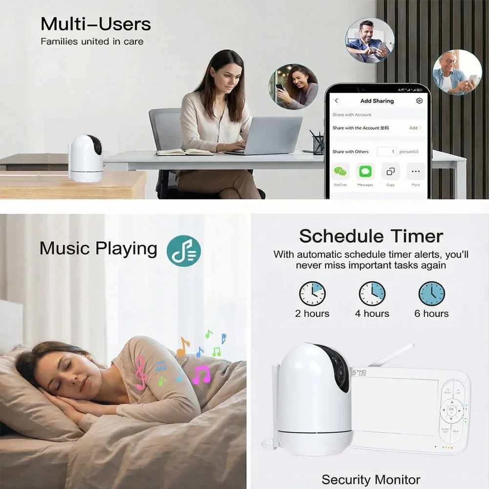 5インチHDビデオベビーモニター（カメラ付き）、Tuya対応 - Baby Nursery Temperature のレビューと価格