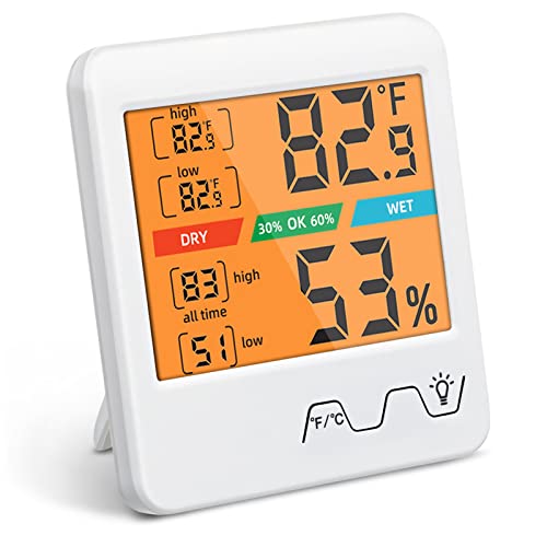 高精度デジタル温度計湿度計、バックライト付き、室内快適モニタ - Baby Nursery Temperature のレビューと価格