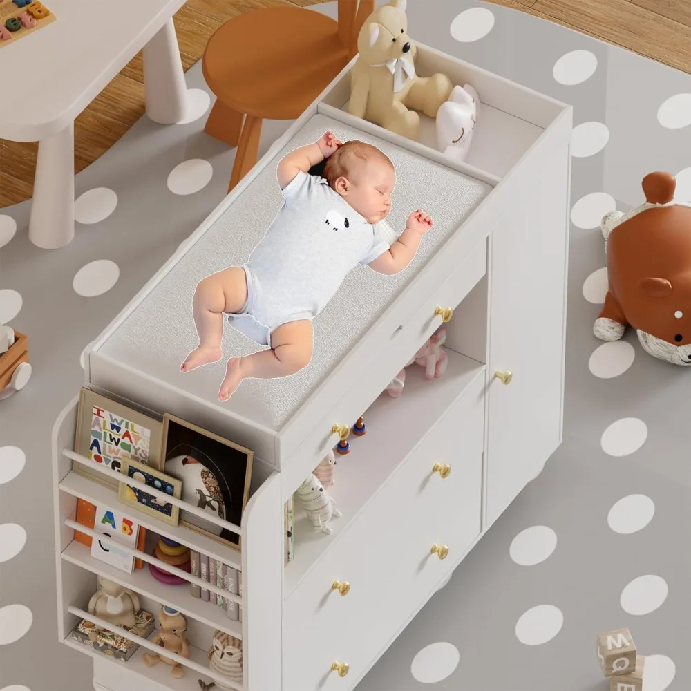 ナーサリードレッサー、ベビーおむつ交換台、モダンなおむつ交換 - Baby Nursery Dresser Changing Table のレビューと価格