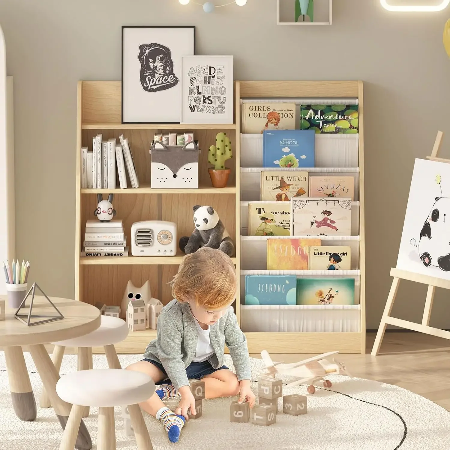4段キッズブックシェルフ、ベビー幼児用ブックラック、子供用本 - Baby Nursery Bookshelf のレビューと価格