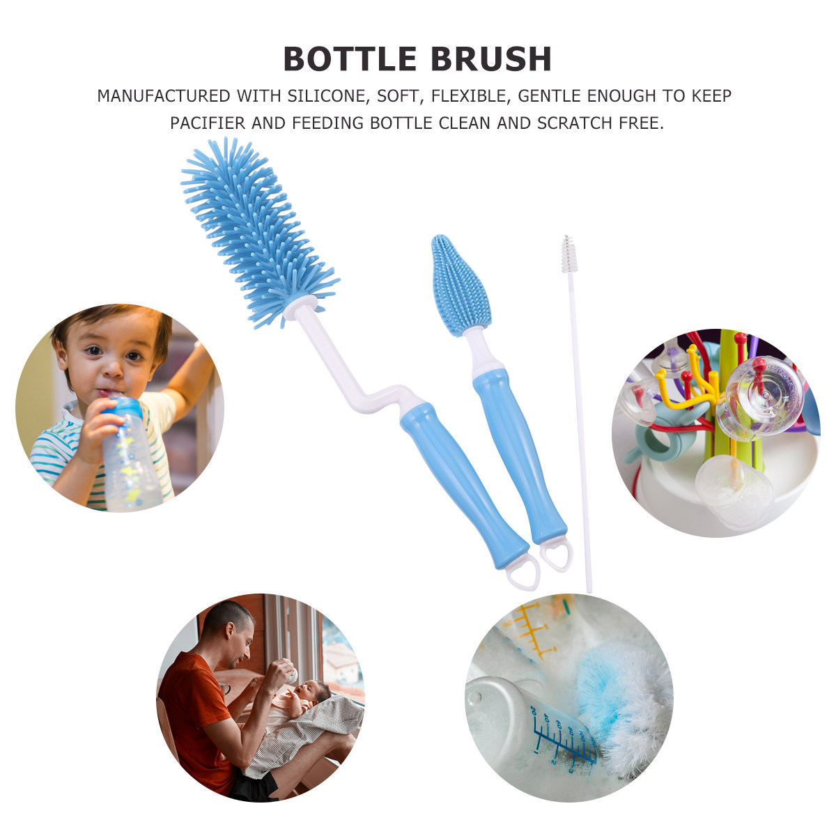 3個入り シリコン製 ベビーボトルクリーナーセット。ベビー用 - Baby Nursery Handles のレビューと価格