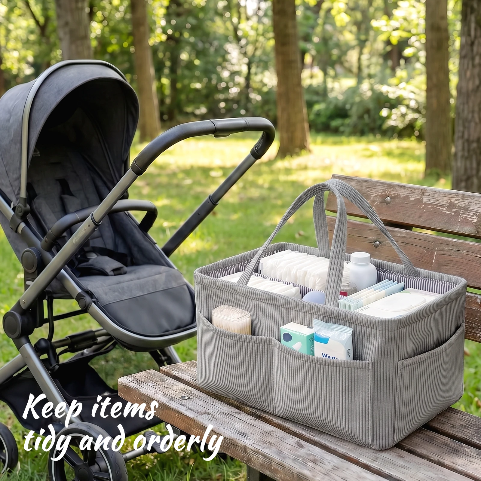 ベビー用おむつ収納オーガナイザー。折りたたみ式で、コード素材 - Baby Nursery Handles のレビューと価格