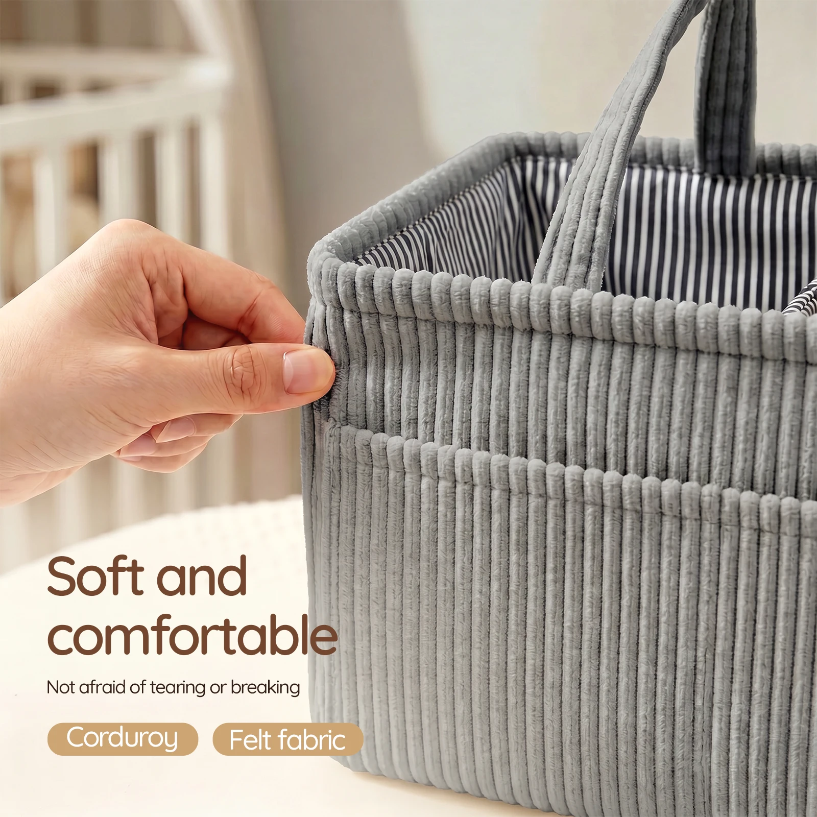 ベビー用おむつ収納オーガナイザー。折りたたみ式で、コード素材 - Baby Nursery Handles のレビューと価格