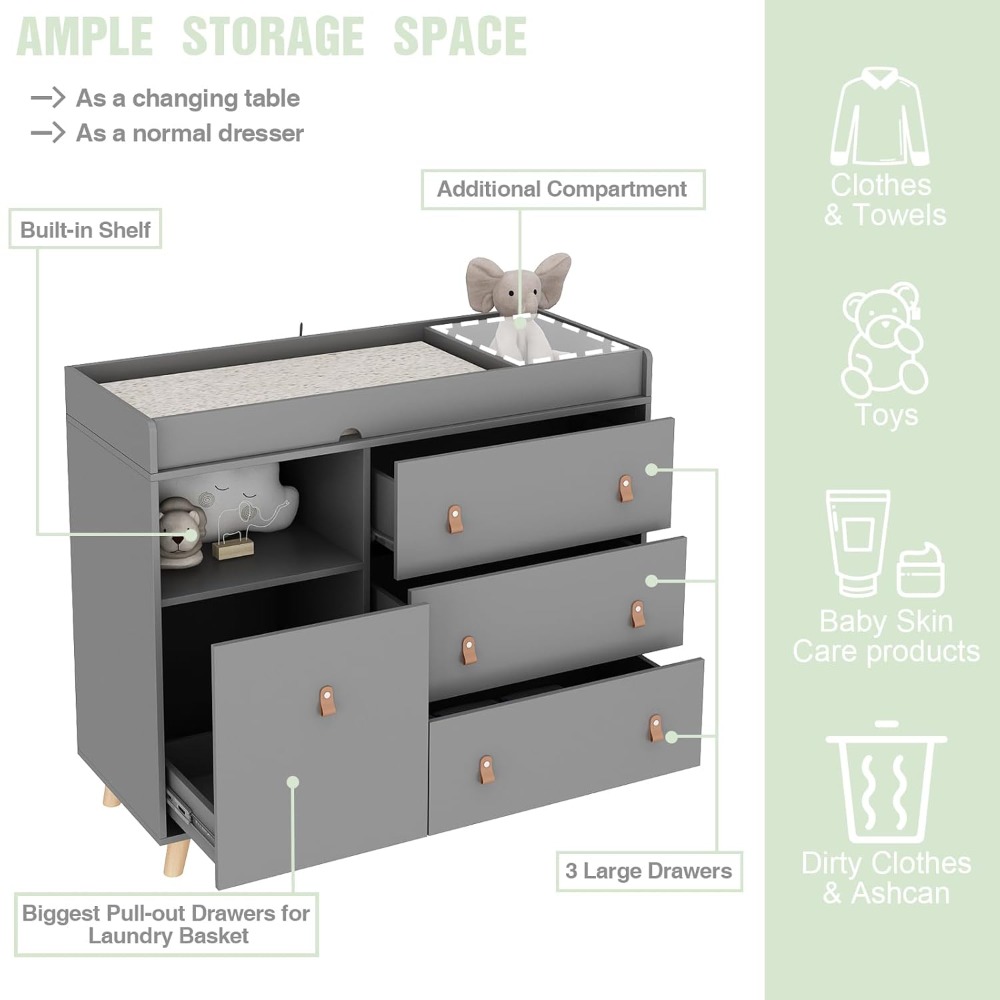 ベビードレッサー兼おむつ交換台、2in1ナーサリーチェスト、 - Baby Nursery Dresser Changing Table のレビューと価格