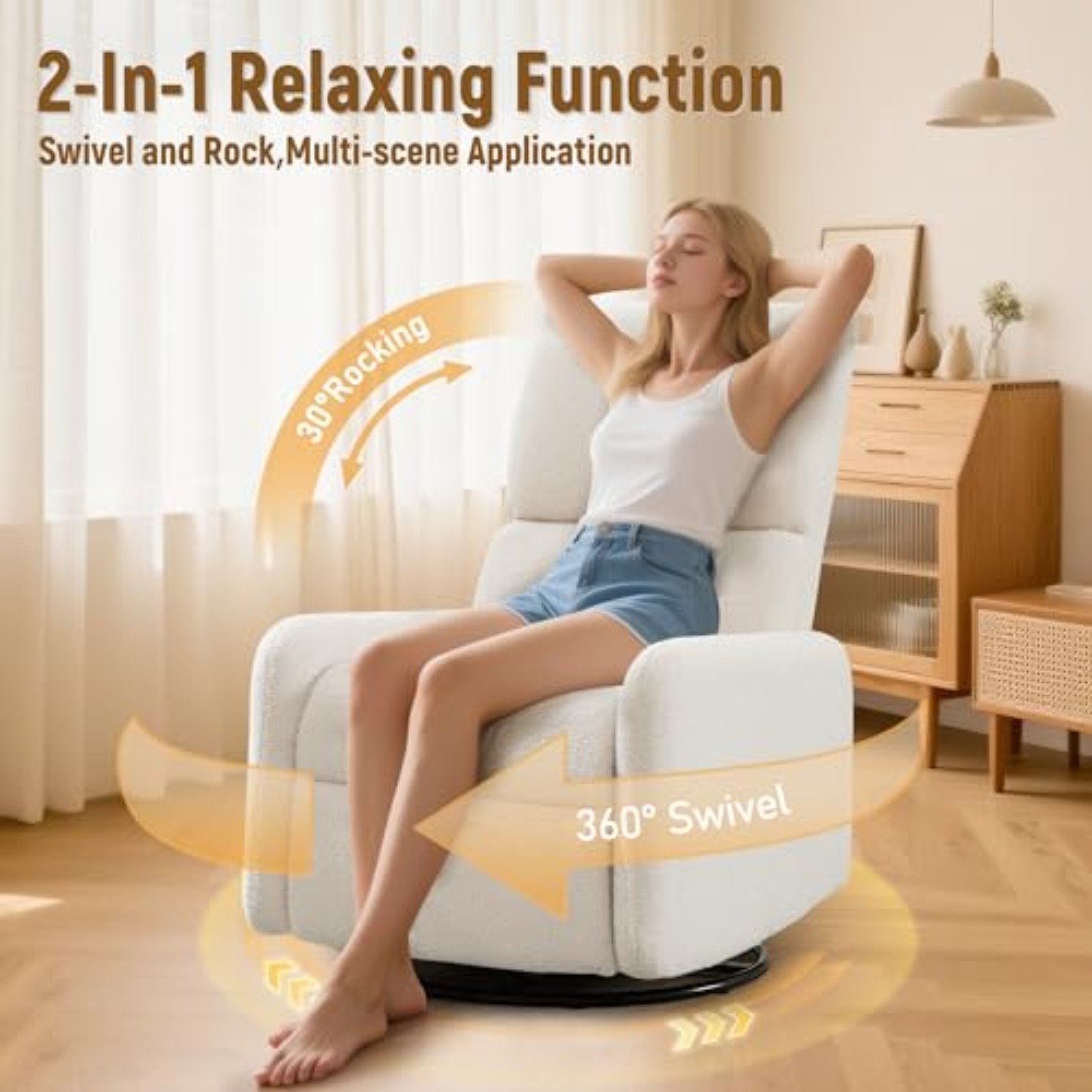 360 °   ロッキングチェア、サイドポケット付き保育園用 - Baby Nursery Rocking Chair のレビューと価格