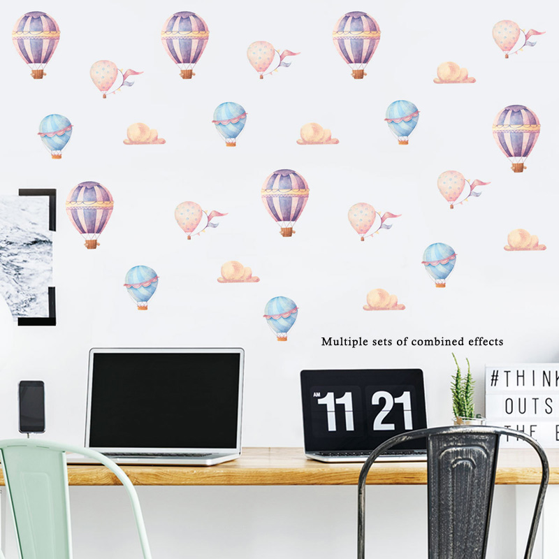 クリエイティブカラフルな熱気球ウォールステッカー子供のための - Baby Nursery Mural Wallpaper のレビューと価格
