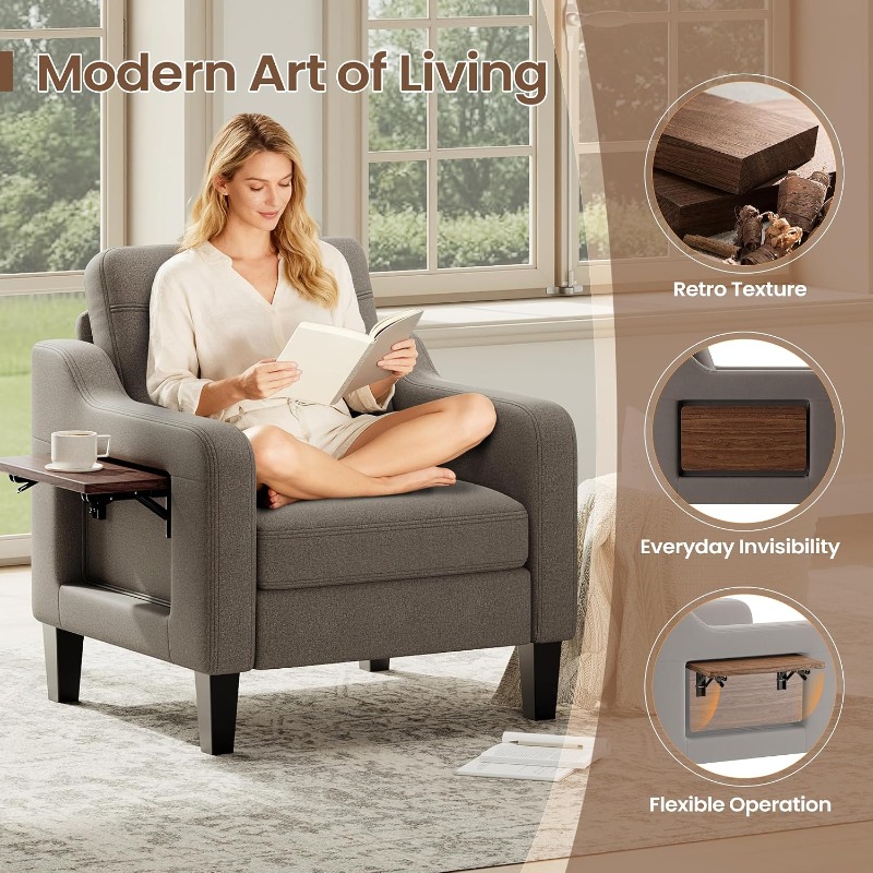 リビングルーム用折りたたみ式サイドテーブル付き布張りアクセン - Baby Nursery Rocking Chair のレビューと価格
