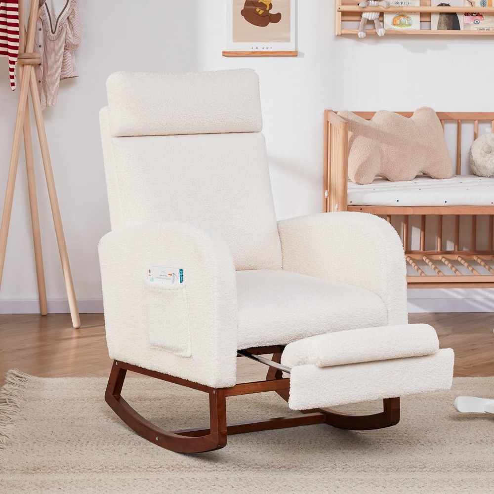 ハイバック付きロッキングチェア保育園チェア、グライダーロッキ - Baby Nursery Glider Chair のレビューと価格
