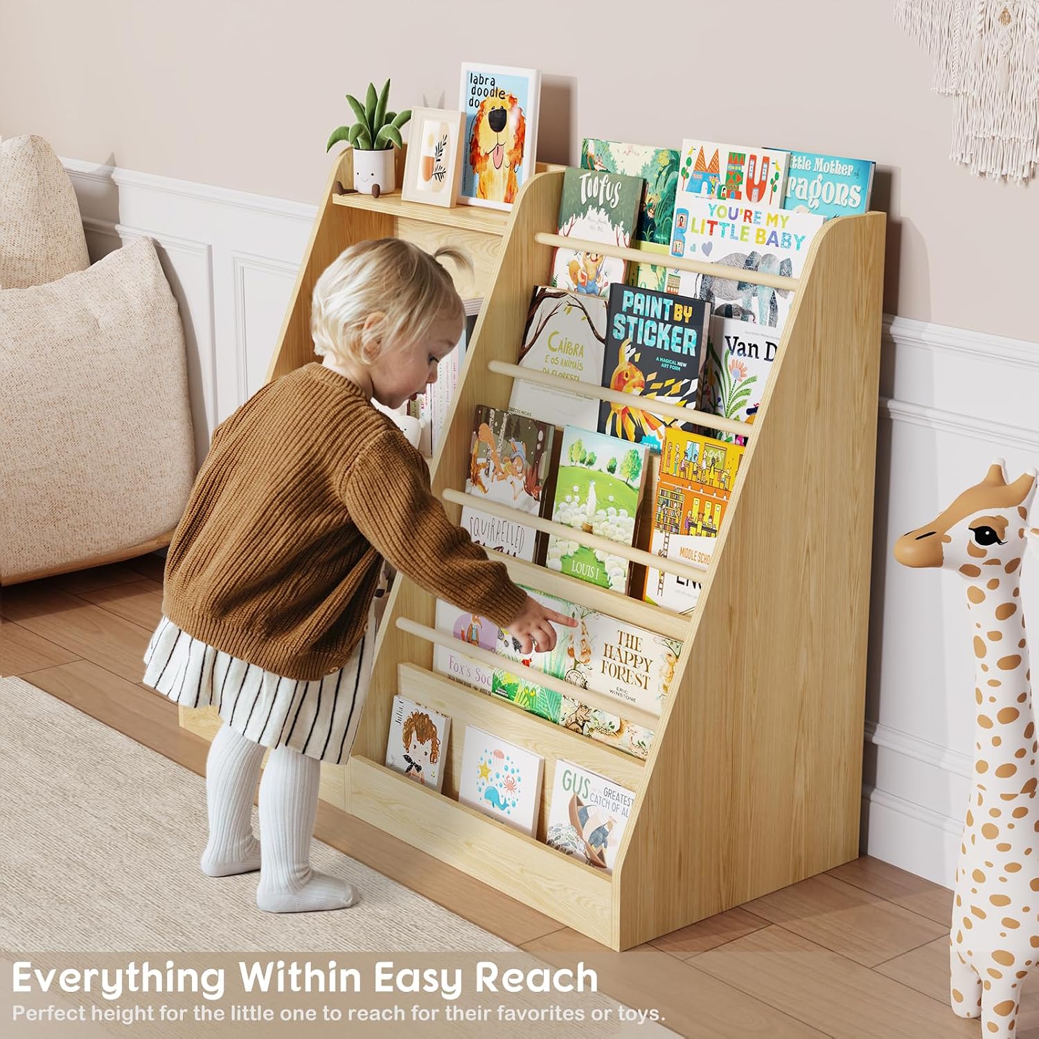 子供用本棚収納 モンテッソーリ前面開き本棚 5段ベビー本棚  - Baby Nursery Bookshelf のレビューと価格