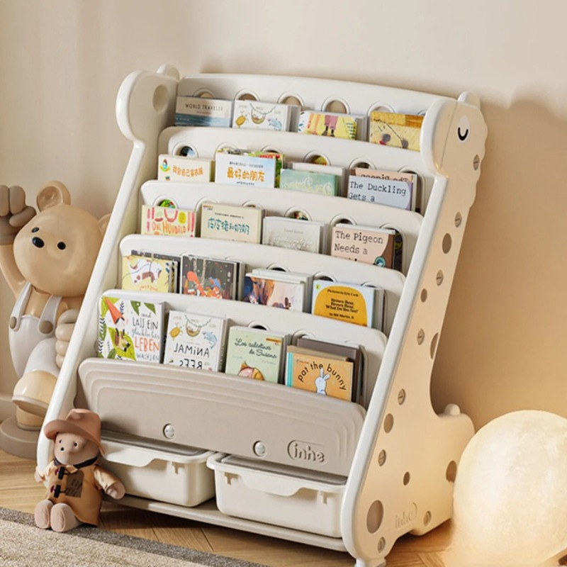 子供用プラスチック製本棚とおもちゃ収納 - 2-in-1漫画 - Baby Nursery Bookshelf のレビューと価格