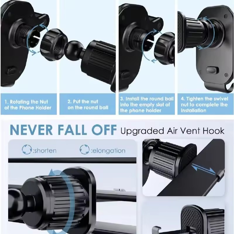 ユニバーサルカーフックベースフォンホルダー 重力式モバイルス - Mobile Hanger Arm のレビューと価格