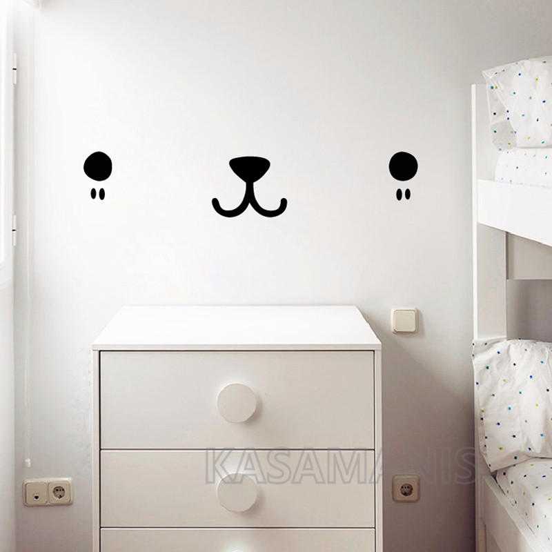 ウォールステッカーかわいいカワイイフェイスアートデカール猫犬 - Baby Nursery Package のレビューと価格