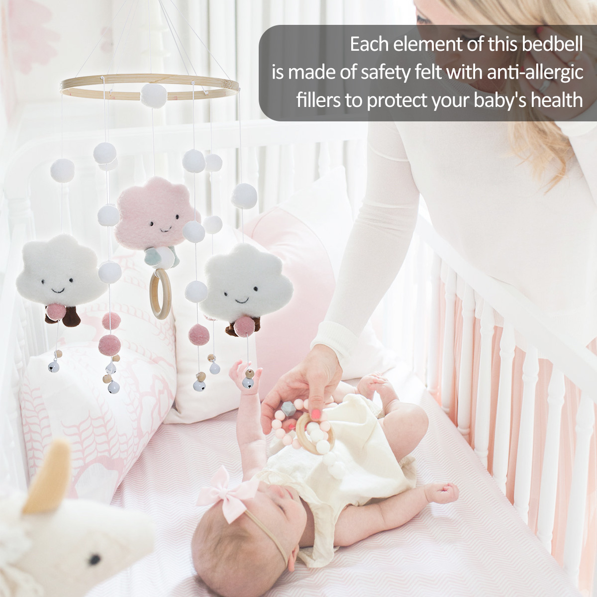 モバイル風鈴 クラウド人形付き ハンモック ベルグリップ ト - Baby Nursery Mobile のレビューと価格