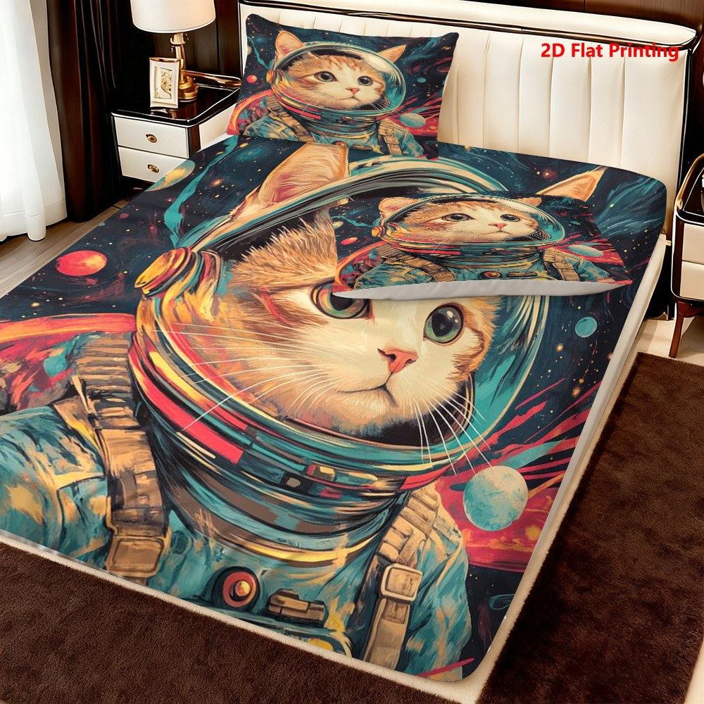 スペースキャット宇宙飛行士ベッドシーツセット ベッドシーツフ - Baby Nursery Bedding Sets のレビューと価格