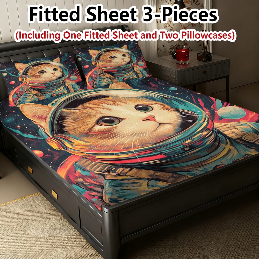 スペースキャット宇宙飛行士ベッドシーツセット ベッドシーツフ - Baby Nursery Bedding Sets のレビューと価格