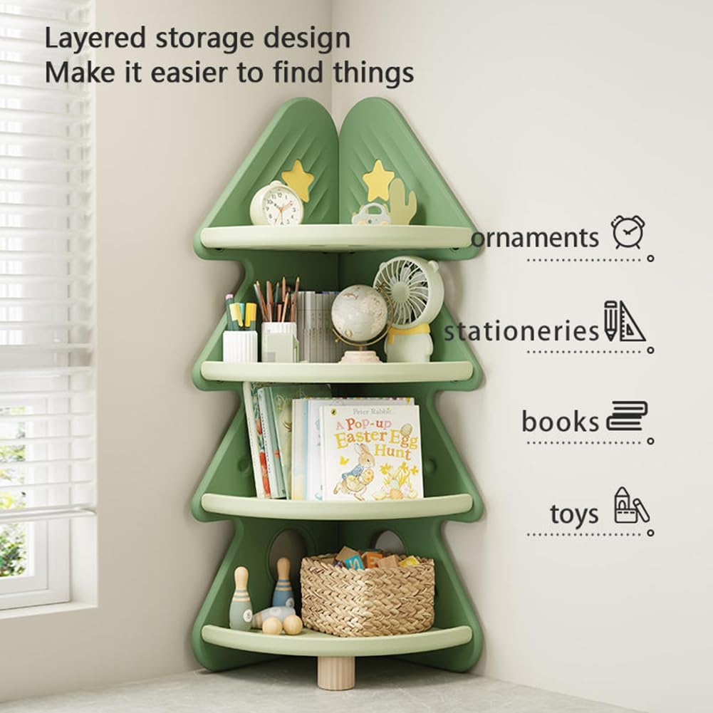 4段コーナーブックシェルフおもちゃ収納オーガナイザーツリーブ - Baby Nursery Bookshelf のレビューと価格