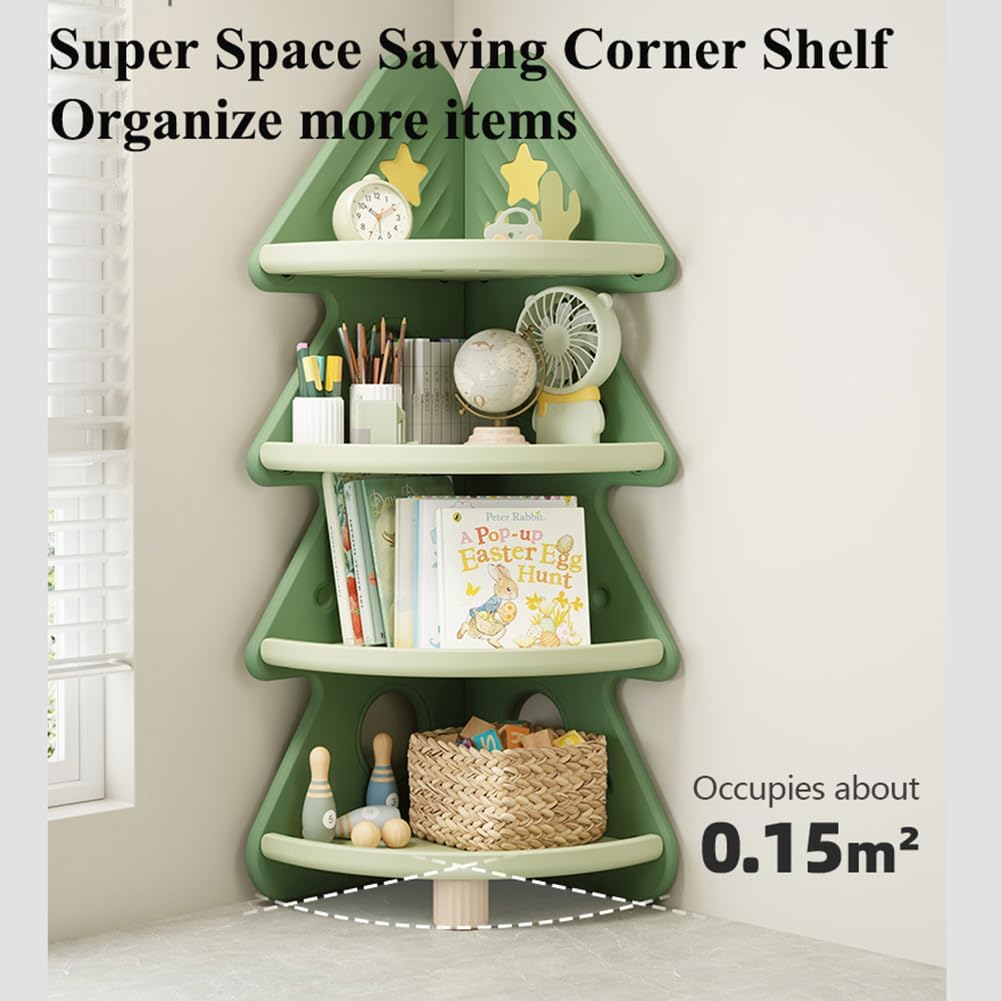 4段コーナーブックシェルフおもちゃ収納オーガナイザーツリーブ - Baby Nursery Bookshelf のレビューと価格