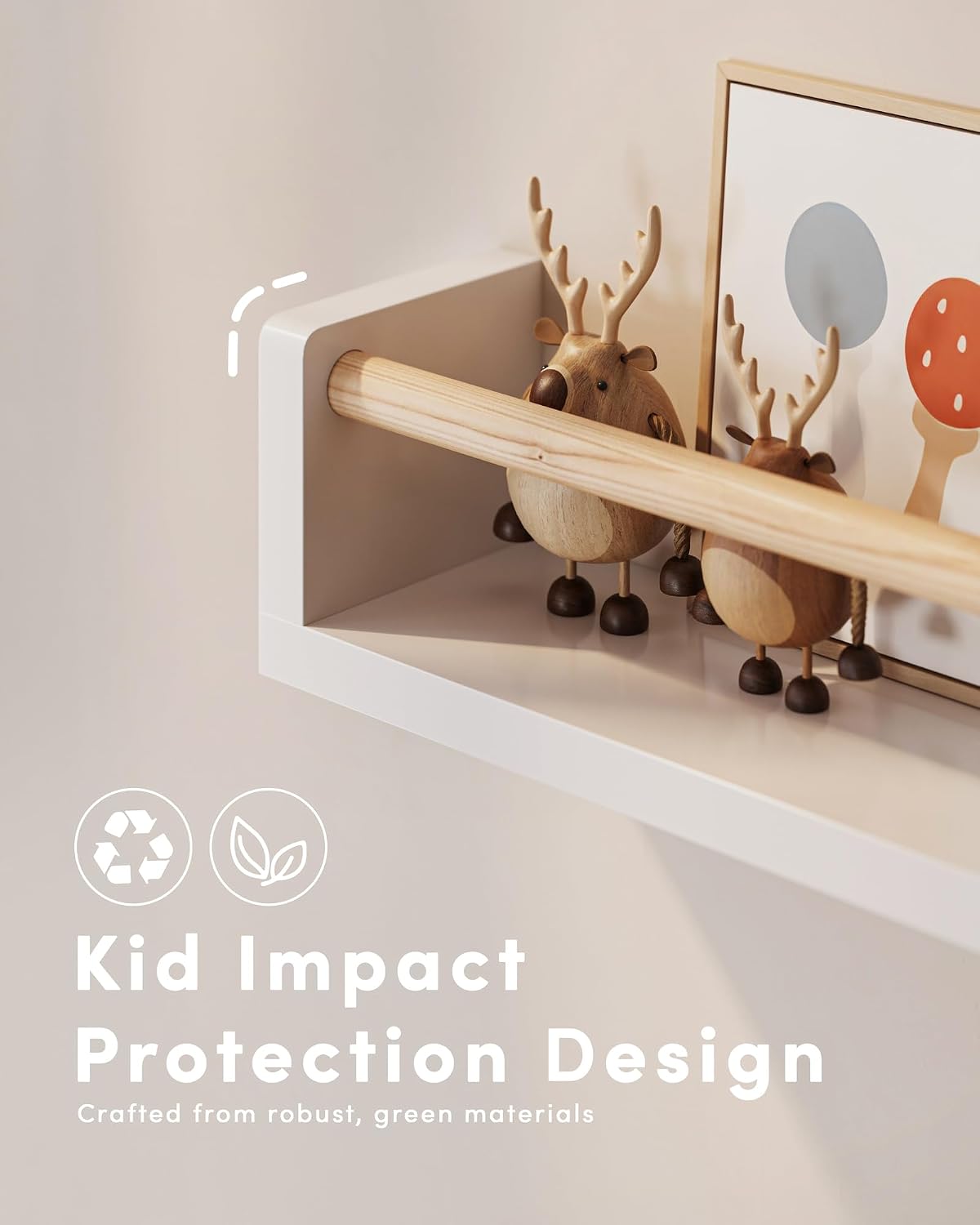 3段のフローティング子供用本棚、壁掛け式キッズブックシェルフ - Baby Nursery Bookshelf のレビューと価格
