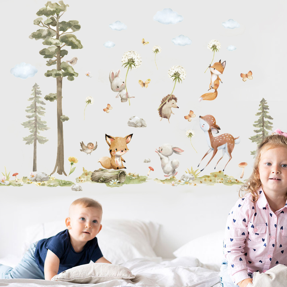 かわいい森の動物ウォールステッカー子供部屋用子供女の子男の子 - Baby Nursery Tree のレビューと価格