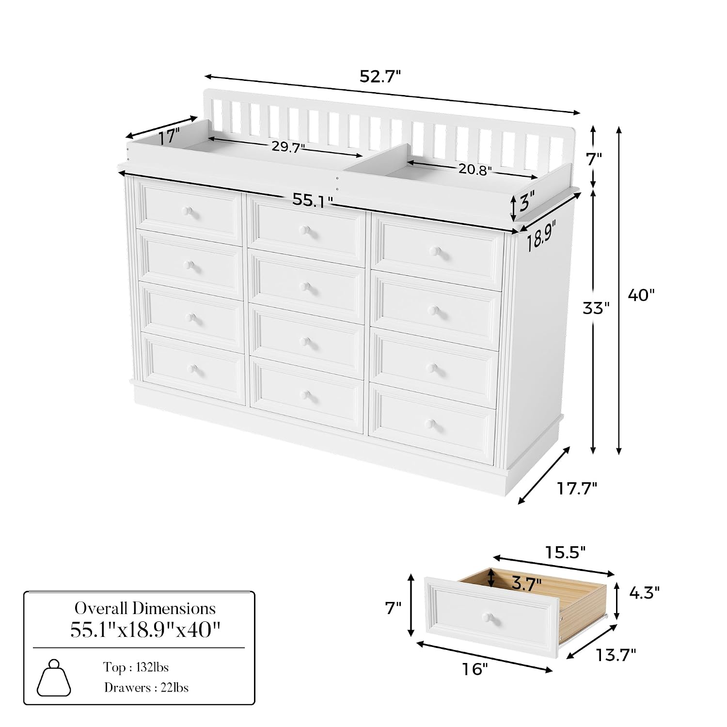 ベビーおむつ交換台付きドレッサー、100%無垢材乳児用おむつ - Baby Nursery Dresser Changing Table のレビューと価格