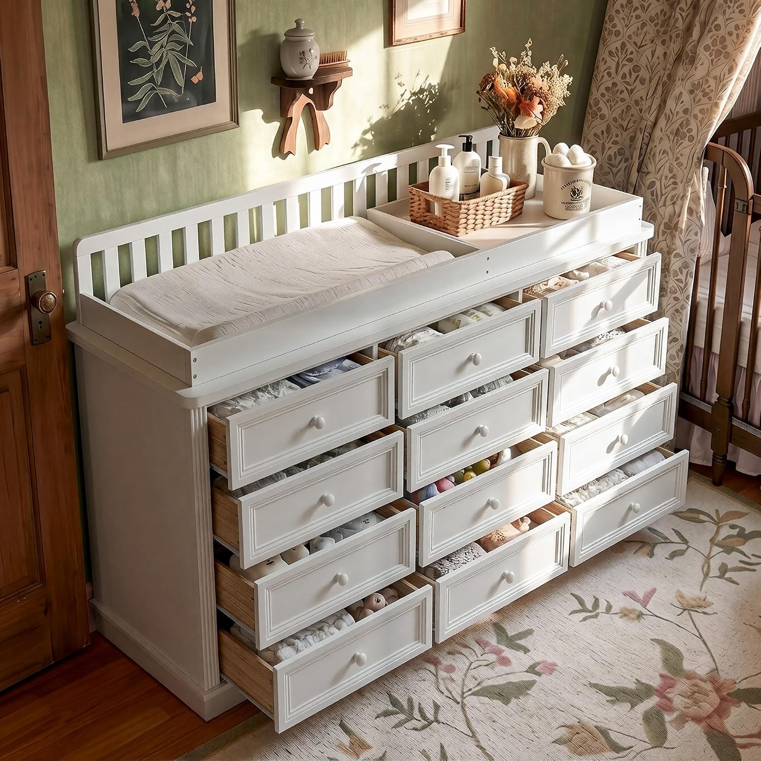 ベビーおむつ交換台付きドレッサー、100%無垢材乳児用おむつ - Baby Nursery Dresser Changing Table のレビューと価格