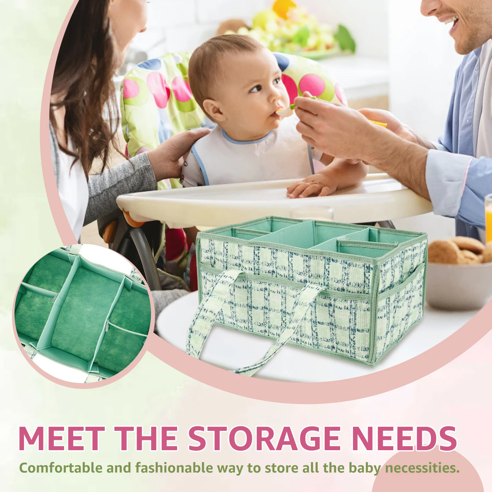 ベビーおむつキャディバッグ ポータブルおむつ収納バスケット  - Baby Nursery Handles のレビューと価格