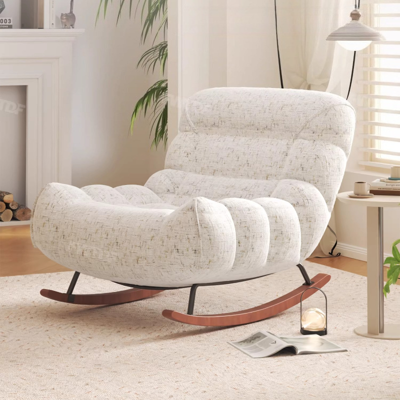 シェニールロッキングチェア高密度フォームリクライニングラウン - Baby Nursery Rocking Chair のレビューと価格