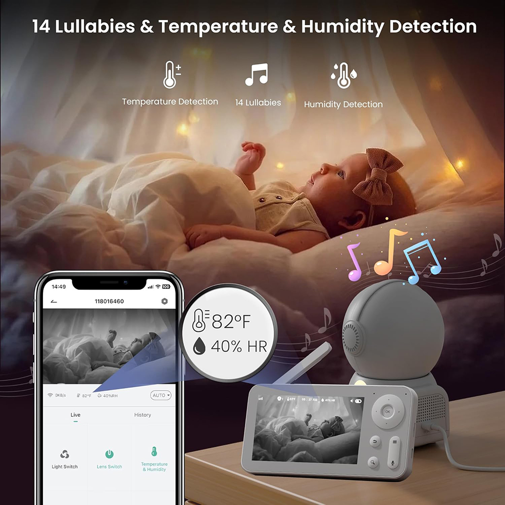 カメラとオーディオを備えたベビーモニター,常夜灯,2台のカメ - Baby Nursery Mobile のレビューと価格