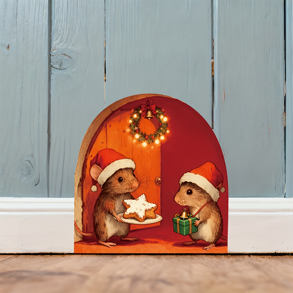 クリスマスの楽しい雰囲気のネズミの穴ウォールステッカー ベビ - Baby Nursery Mural Wallpaper のレビューと価格