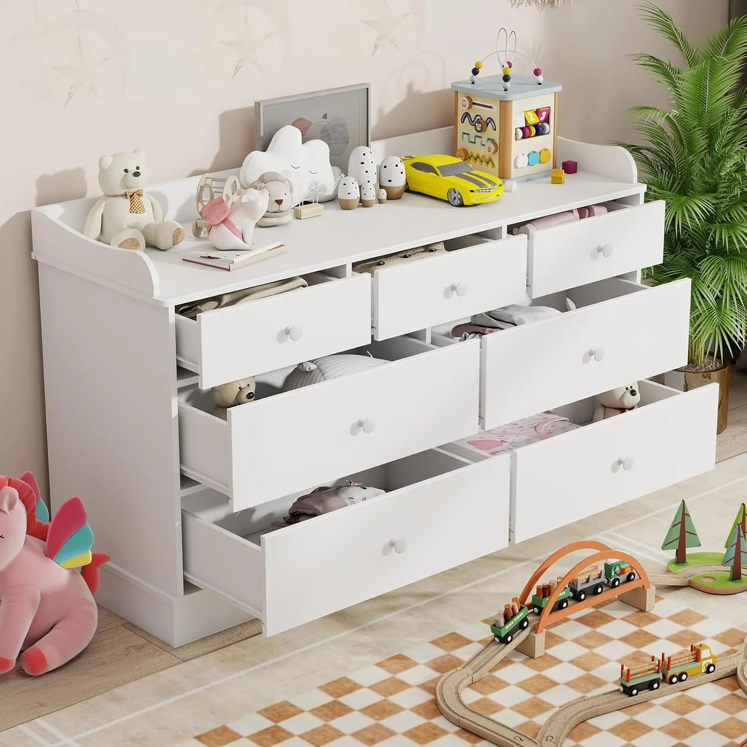 子供用ドレッサーキャビネット（7段引き出し付き）、保育園用お - Baby Nursery Dresser Changing Table のレビューと価格