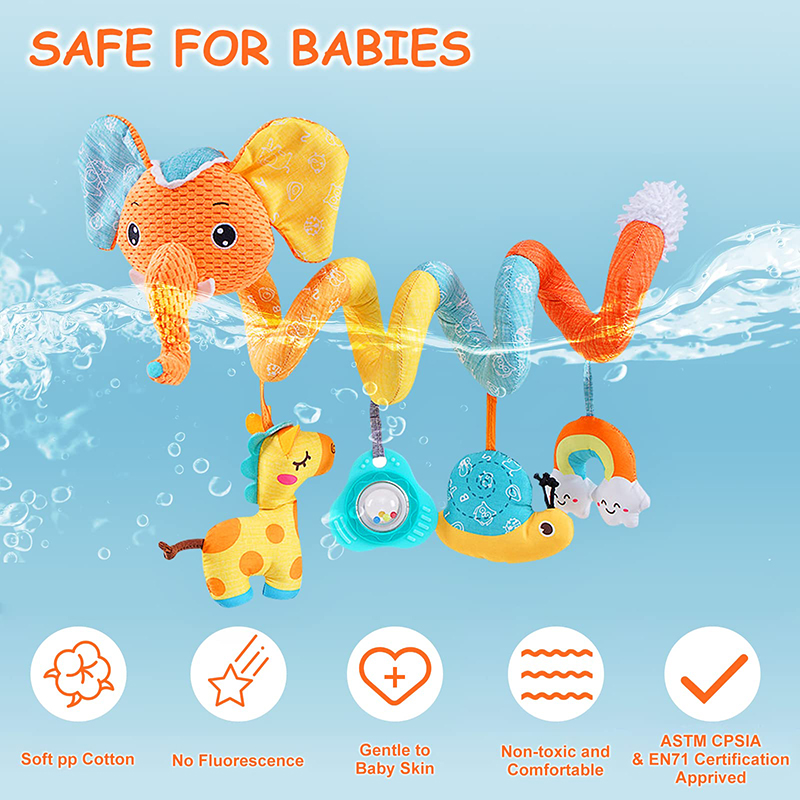 カーシートおもちゃ幼児カラー象ベビーカーストレッチスパイラル - Baby Nursery Mobile のレビューと価格