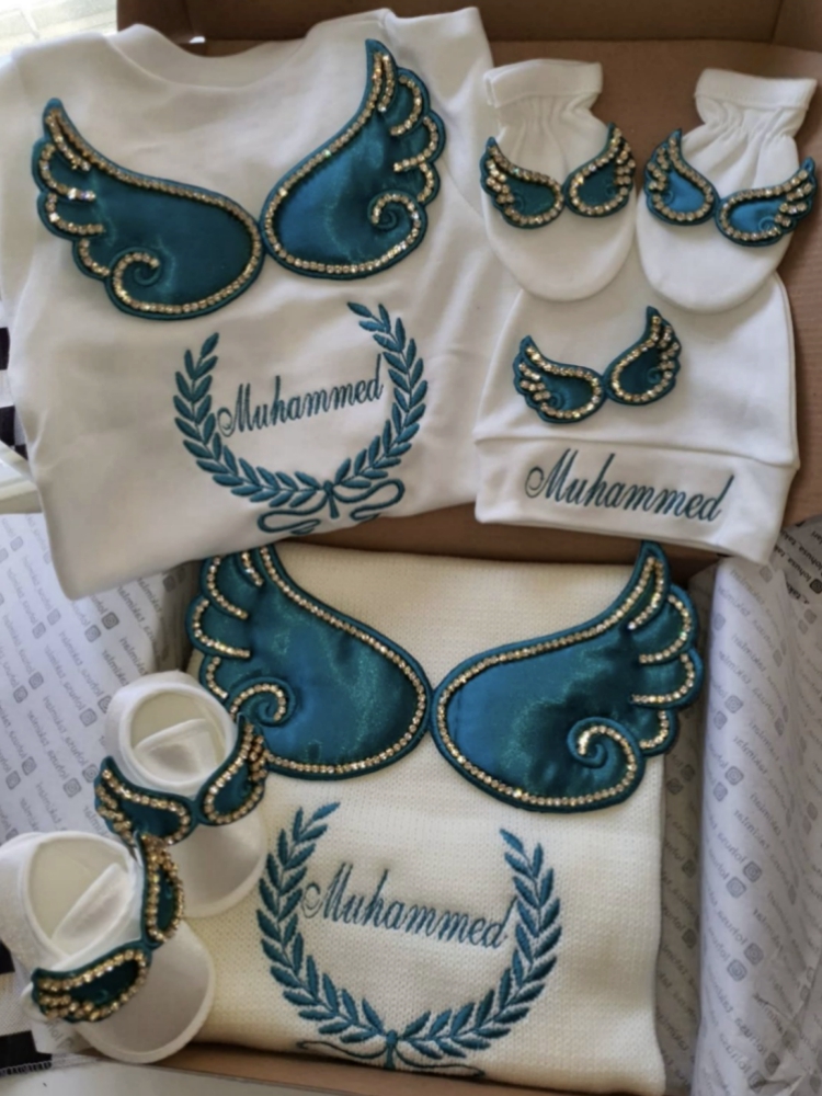 Dollbling 病院出口 5 個刺繍名入り新生児角翼ロン - Baby Nursery Bedding Sets のレビューと価格