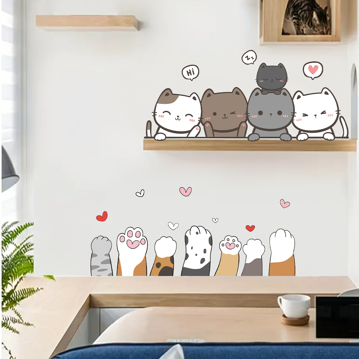 1Pc 漫画かわいい猫の爪子供の部屋のドアの壁のステッカー寝 - Baby Nursery Package のレビューと価格