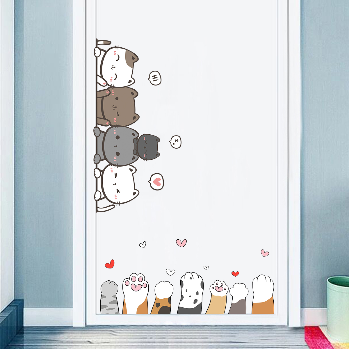 1Pc 漫画かわいい猫の爪子供の部屋のドアの壁のステッカー寝 - Baby Nursery Package のレビューと価格